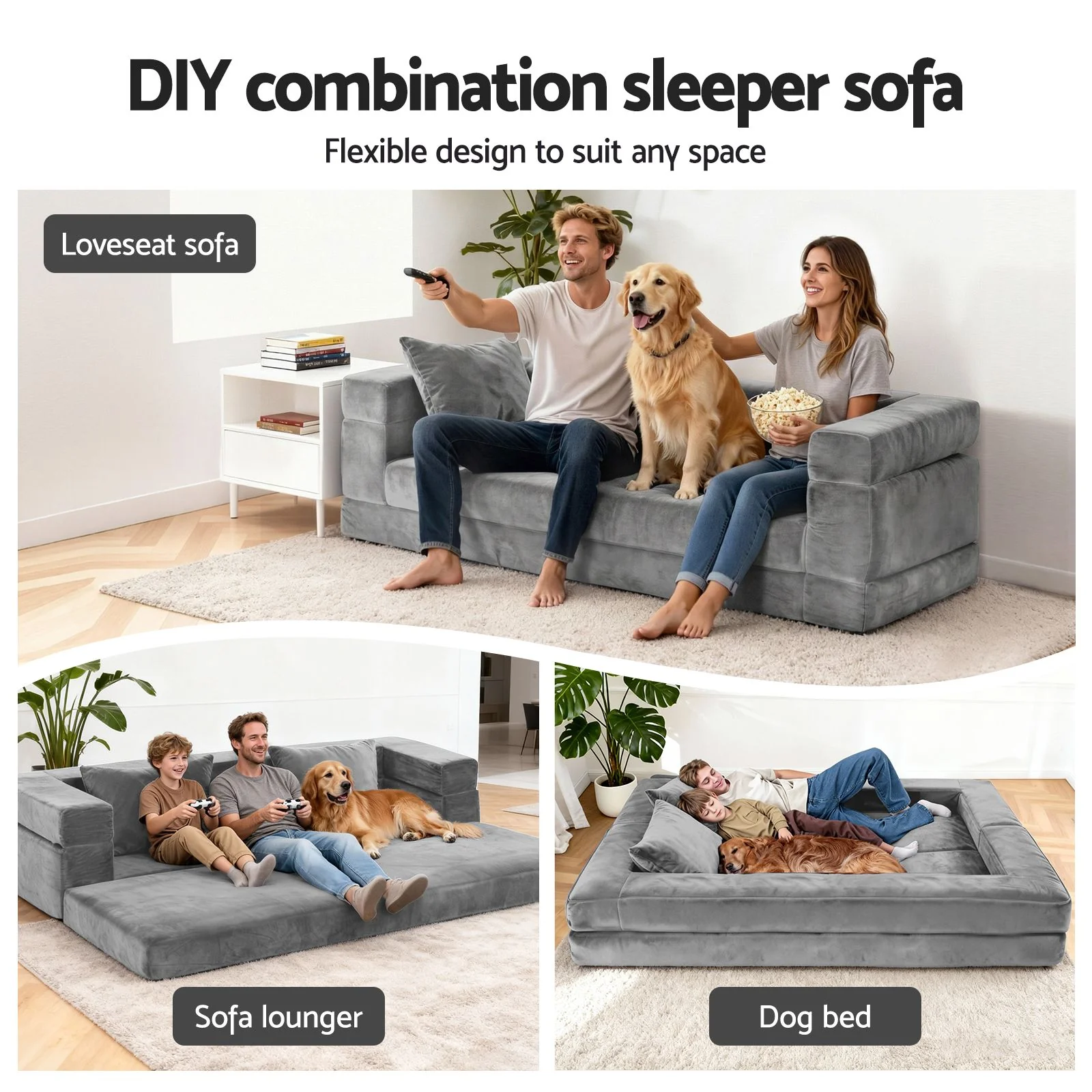 Serrano Double Sofa Bed Grey - Image 5