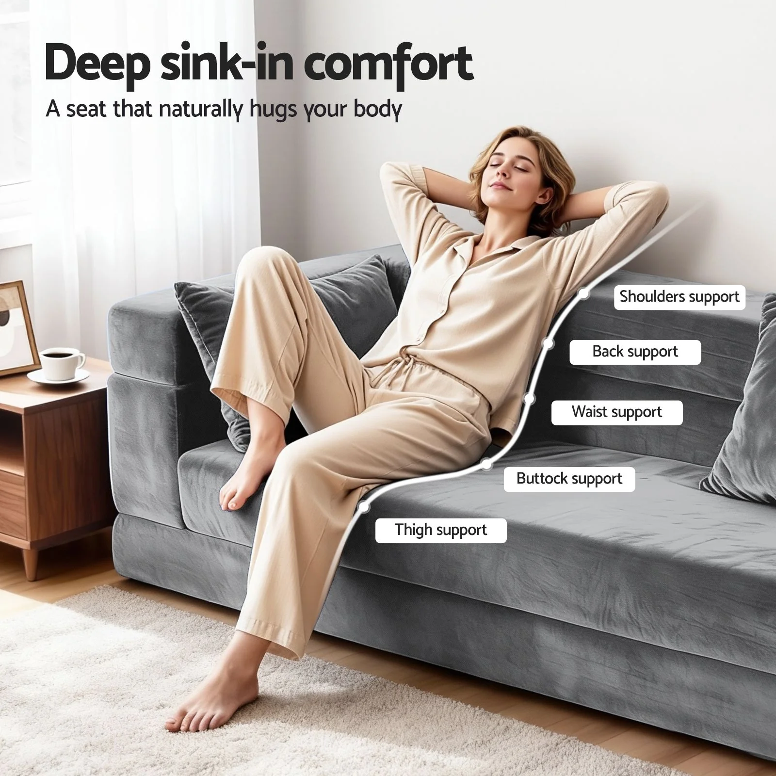 Serrano Double Sofa Bed Grey - Image 6