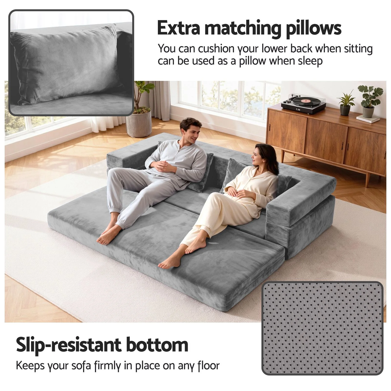 Serrano Double Sofa Bed Grey - Image 7