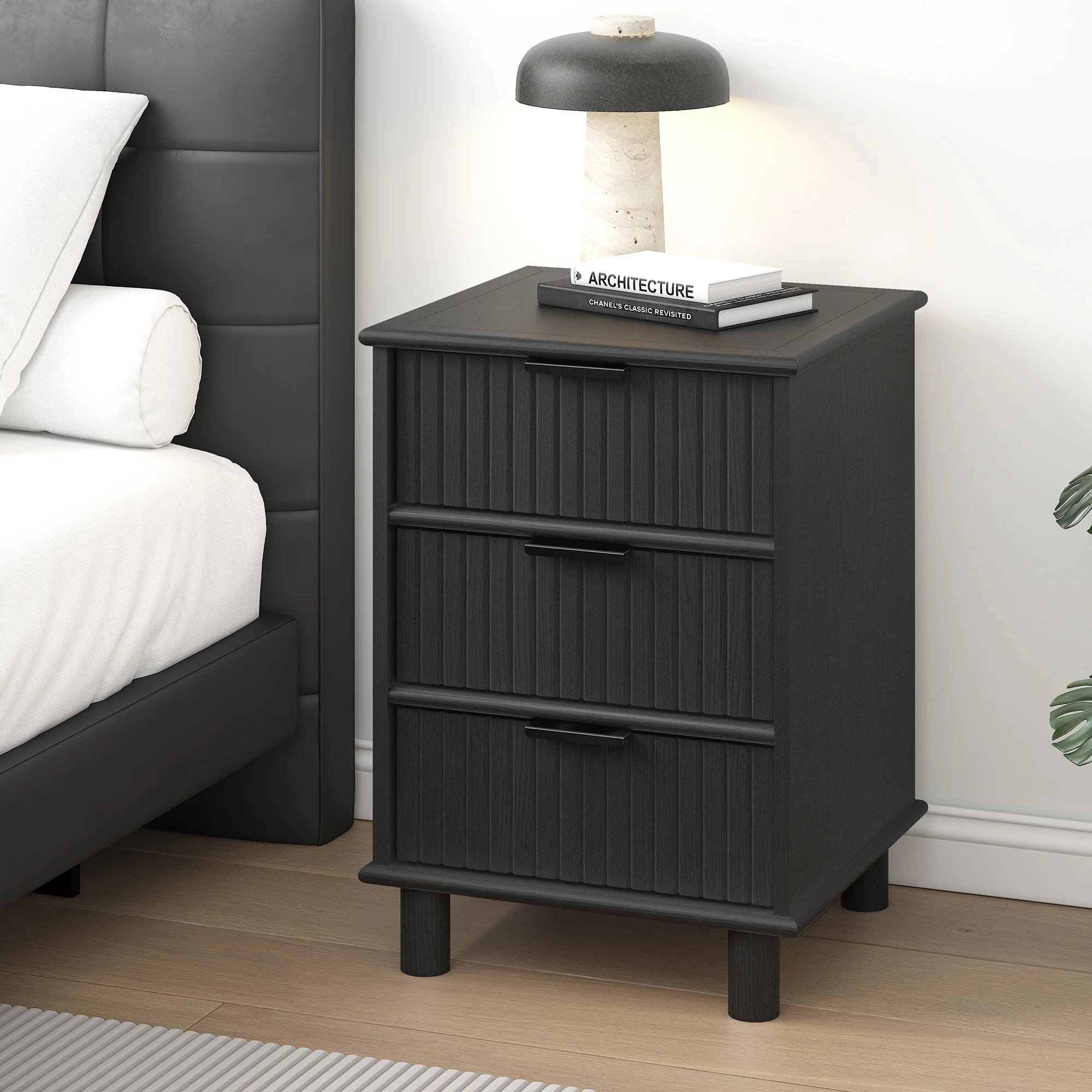 Sorrento Bedside Table - Black