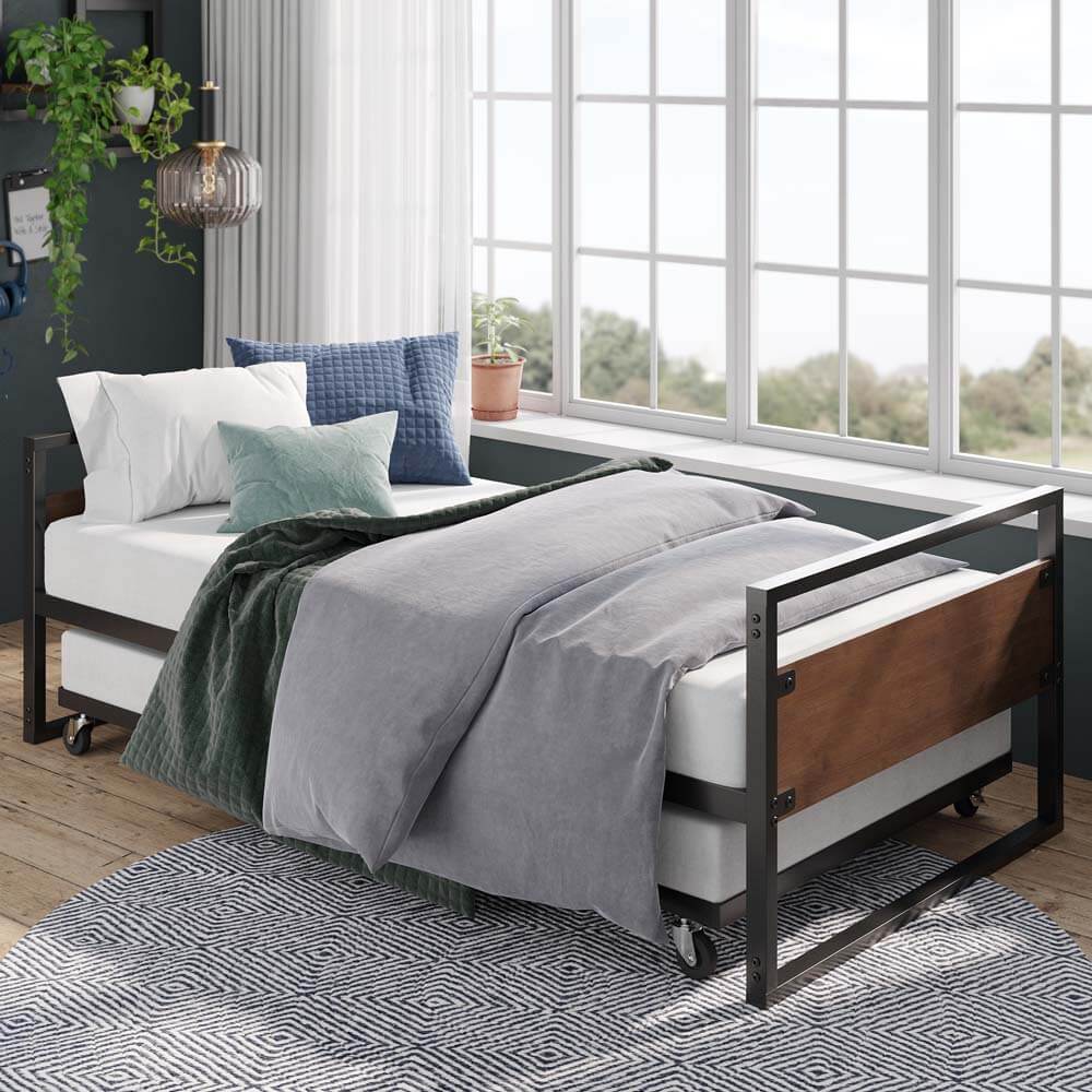 Suzanne Ironline Bamboo Wood and Metal Daybed and Trundle Black - Image 2