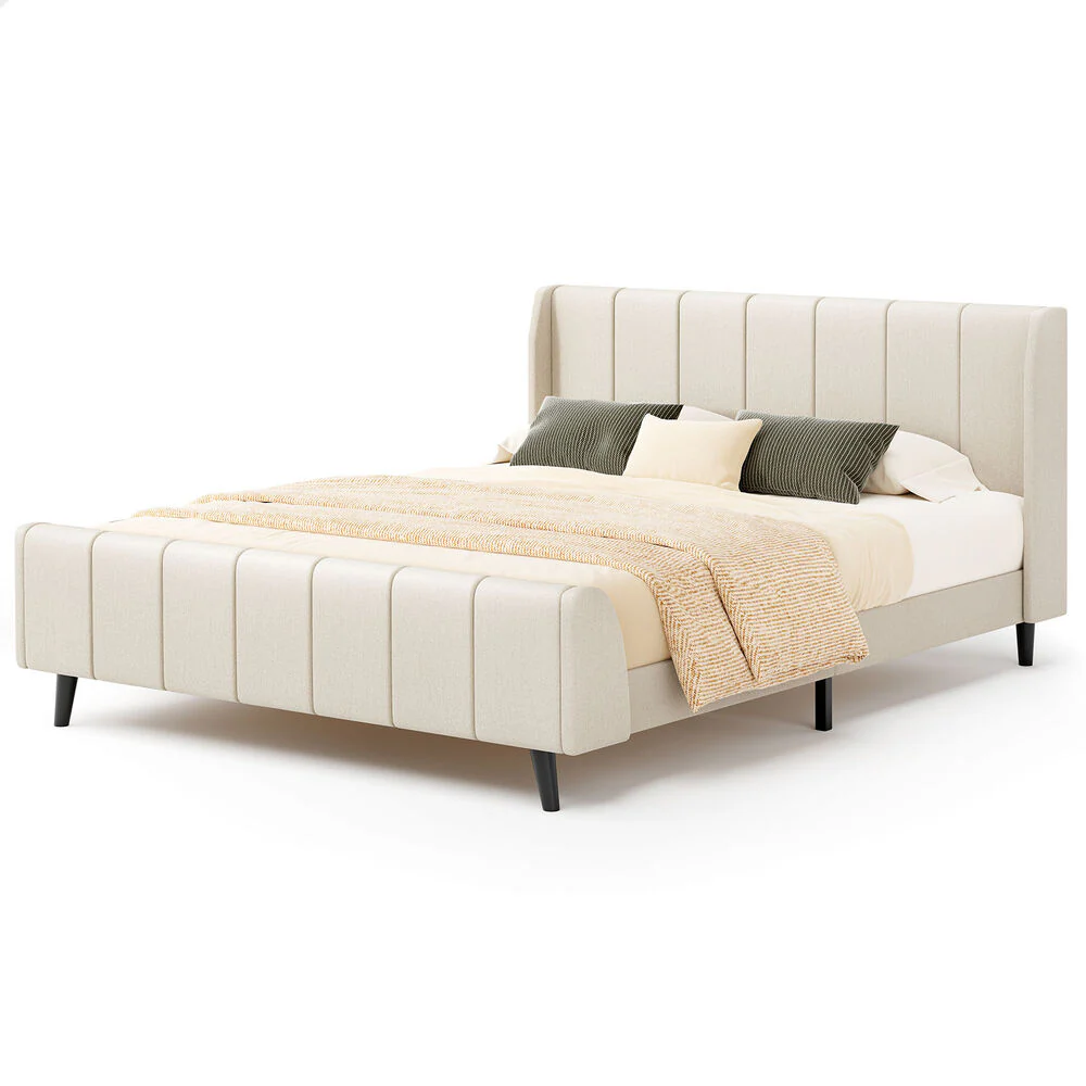 Valencia Upholstered Bed Frame Beige - Image 11