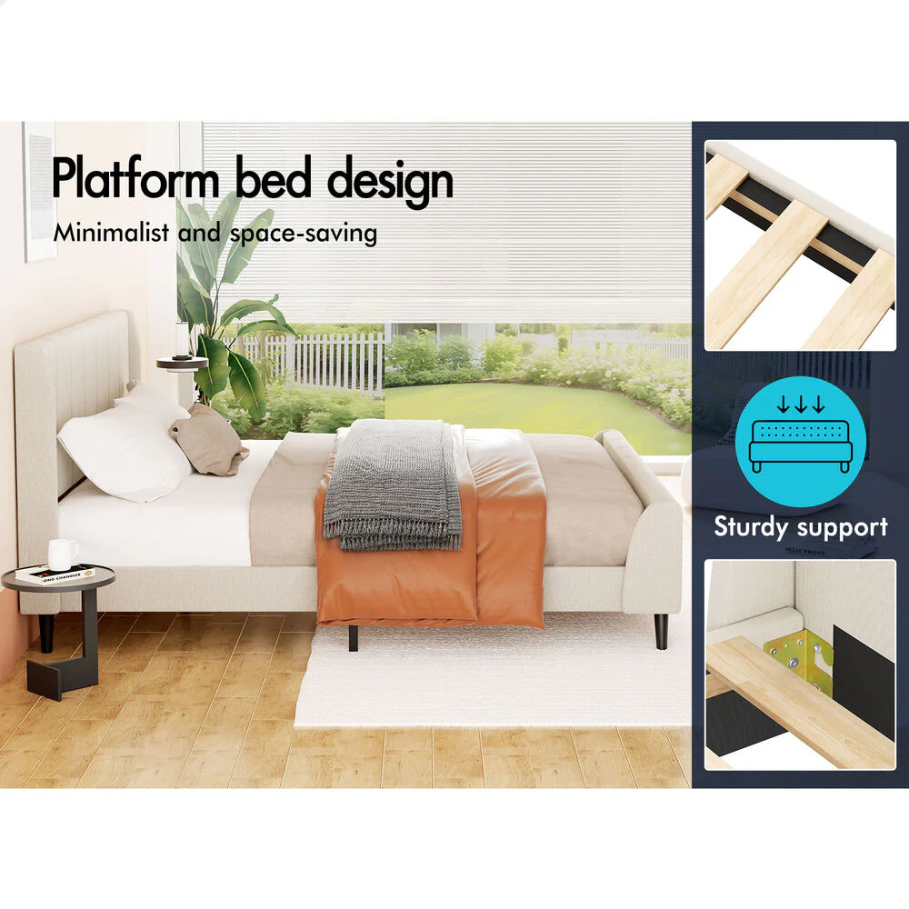 Valencia Upholstered Bed Frame Beige - Image 4