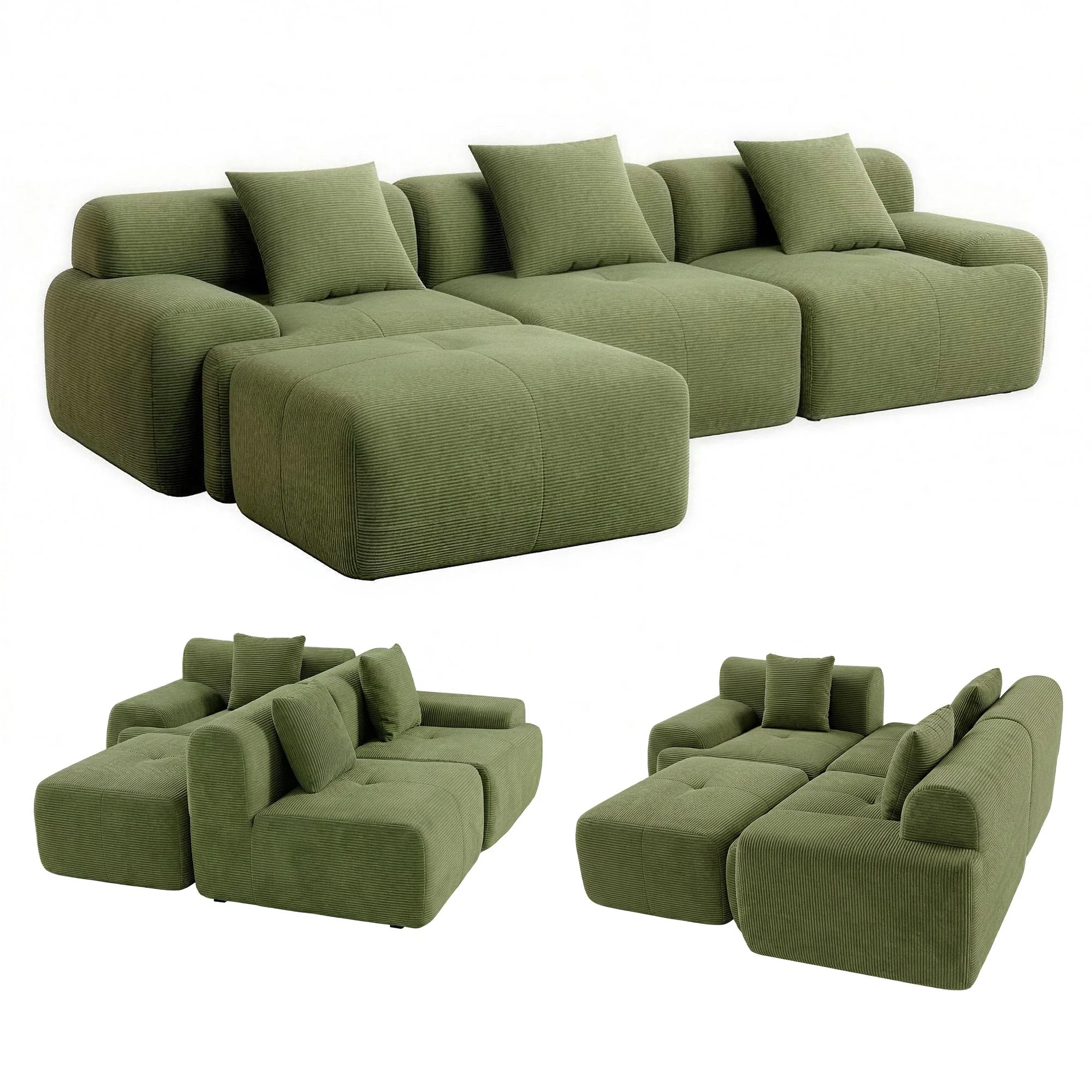 Valerio 4-seater Sofa Bed Green - Image 10