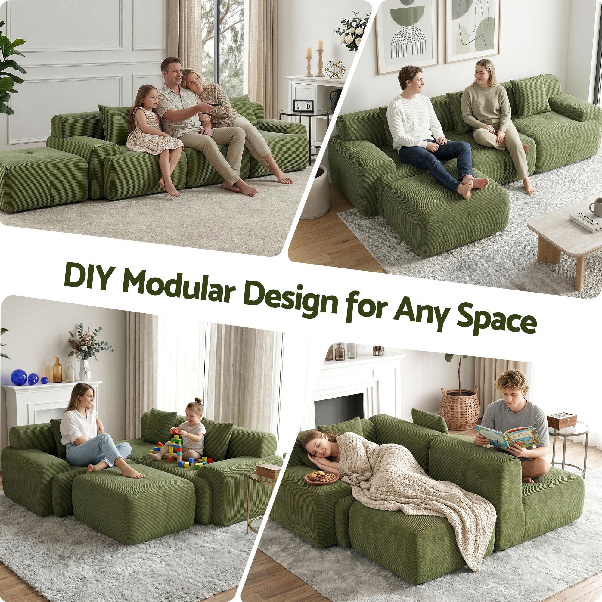Valerio 4-seater Sofa Bed Green - Image 4