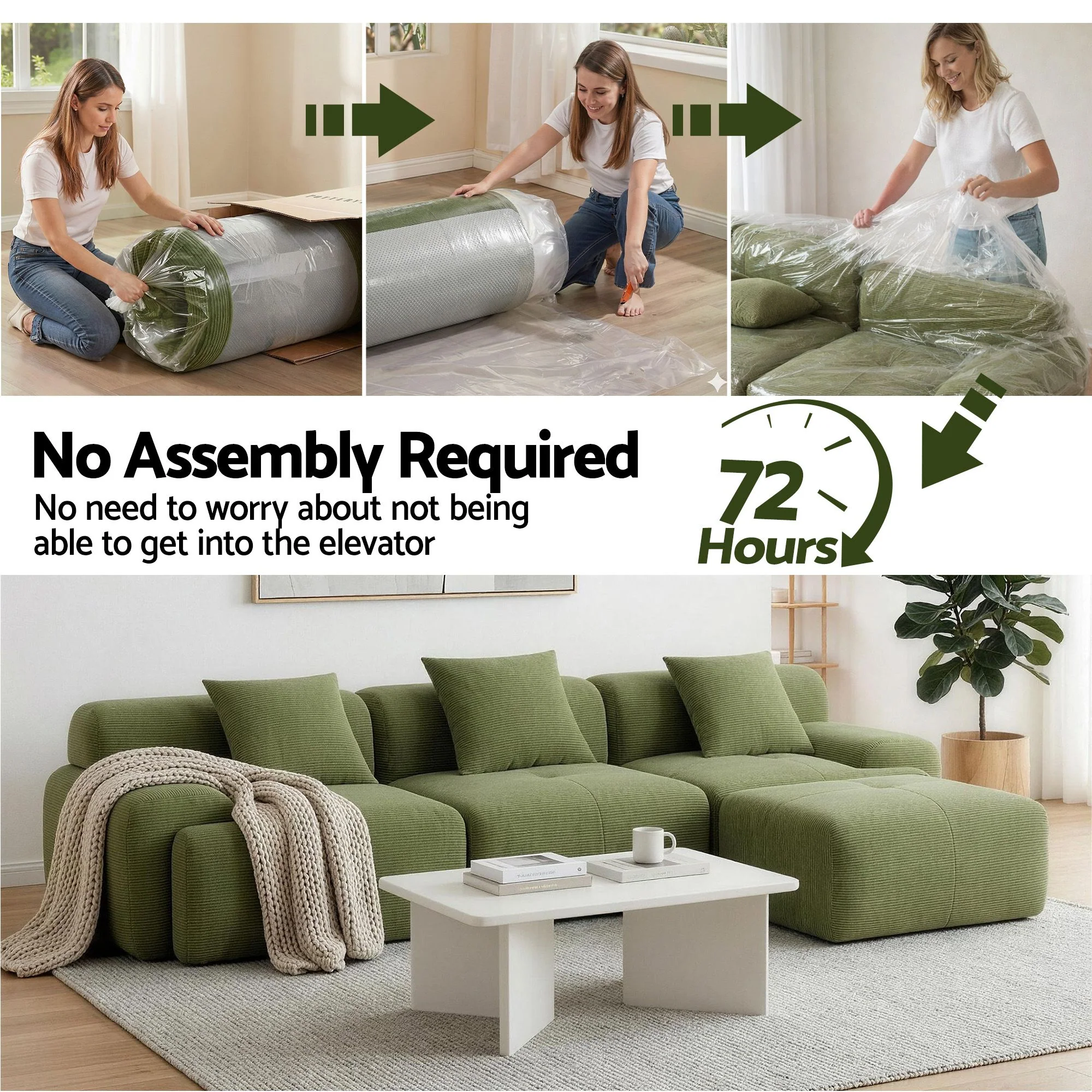 Valerio 4-seater Sofa Bed Green - Image 6