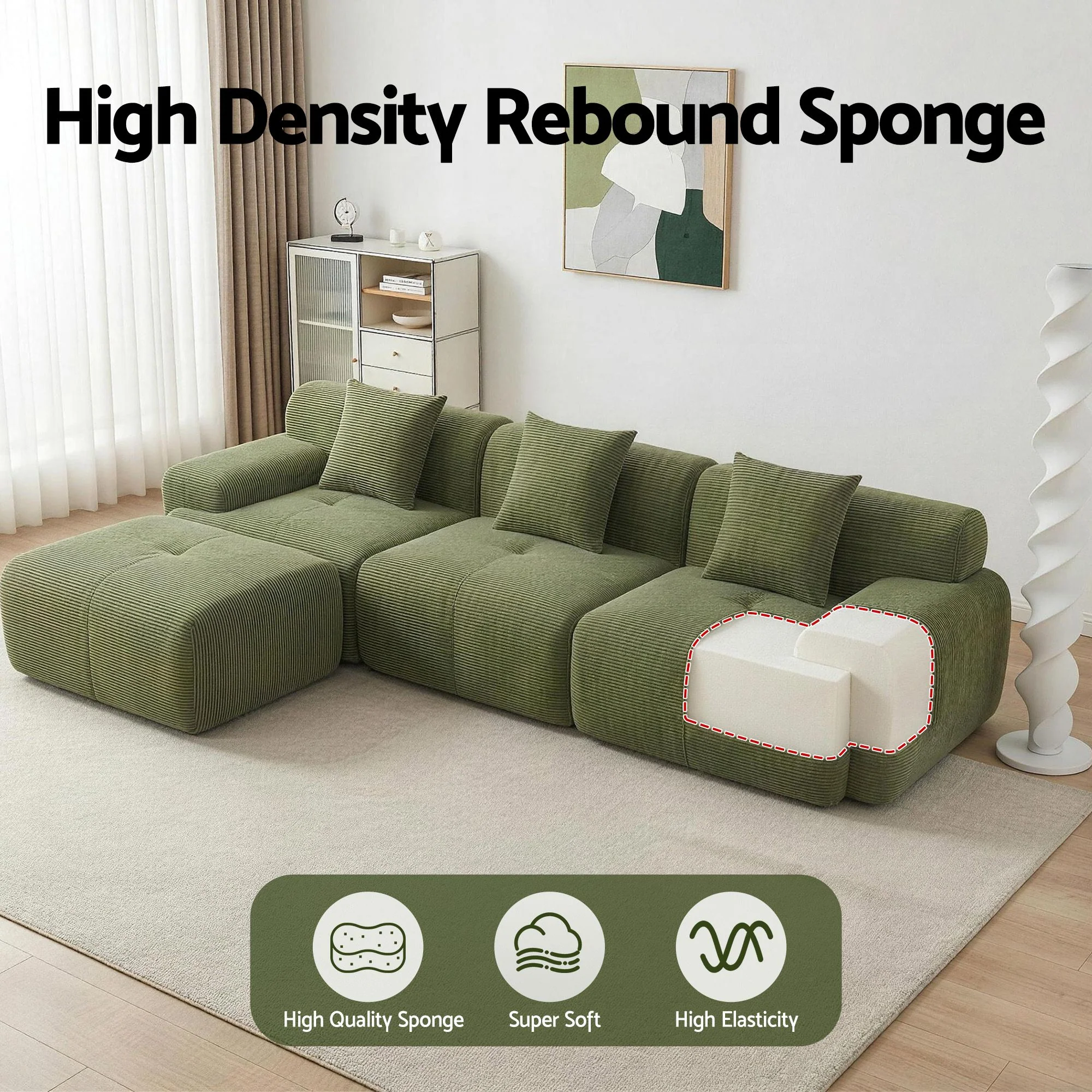 Valerio 4-seater Sofa Bed Green - Image 7
