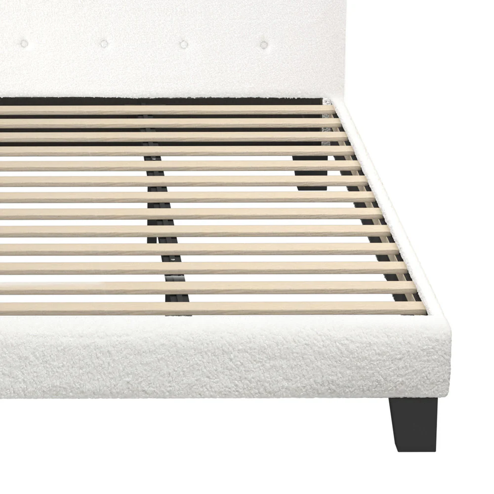 White Quiton Boucle Platform Bed - King Single - Image 4