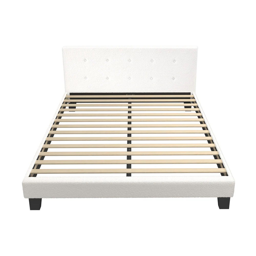 White Quiton Boucle Platform Bed - Queen - Image 3